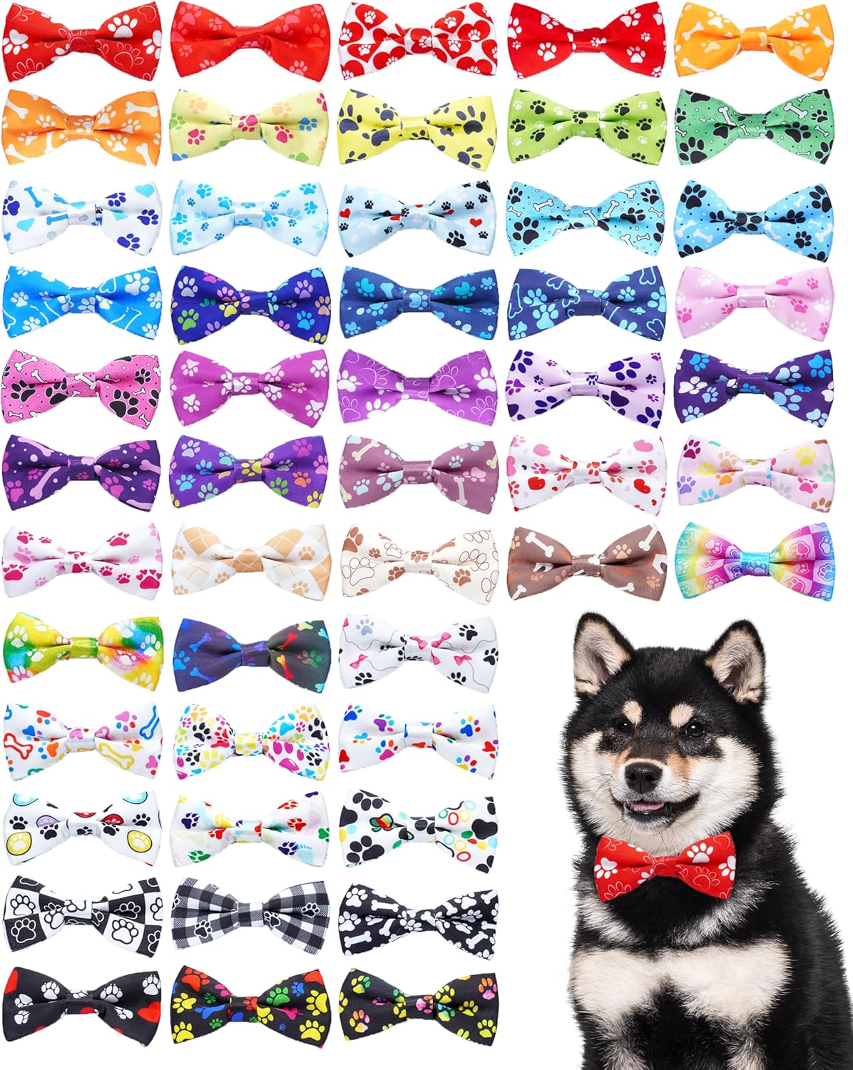 50 Pack Small Dog Bow Ties for Adorable Pet Grooming Styles