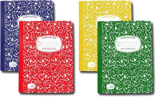 Multicolor Marble Composition Notebooks, 4 Pack - Perfect for School & Office