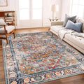 Washable Area Rug 10ft x 14ft Boho Medallion Distressed - Easy Care