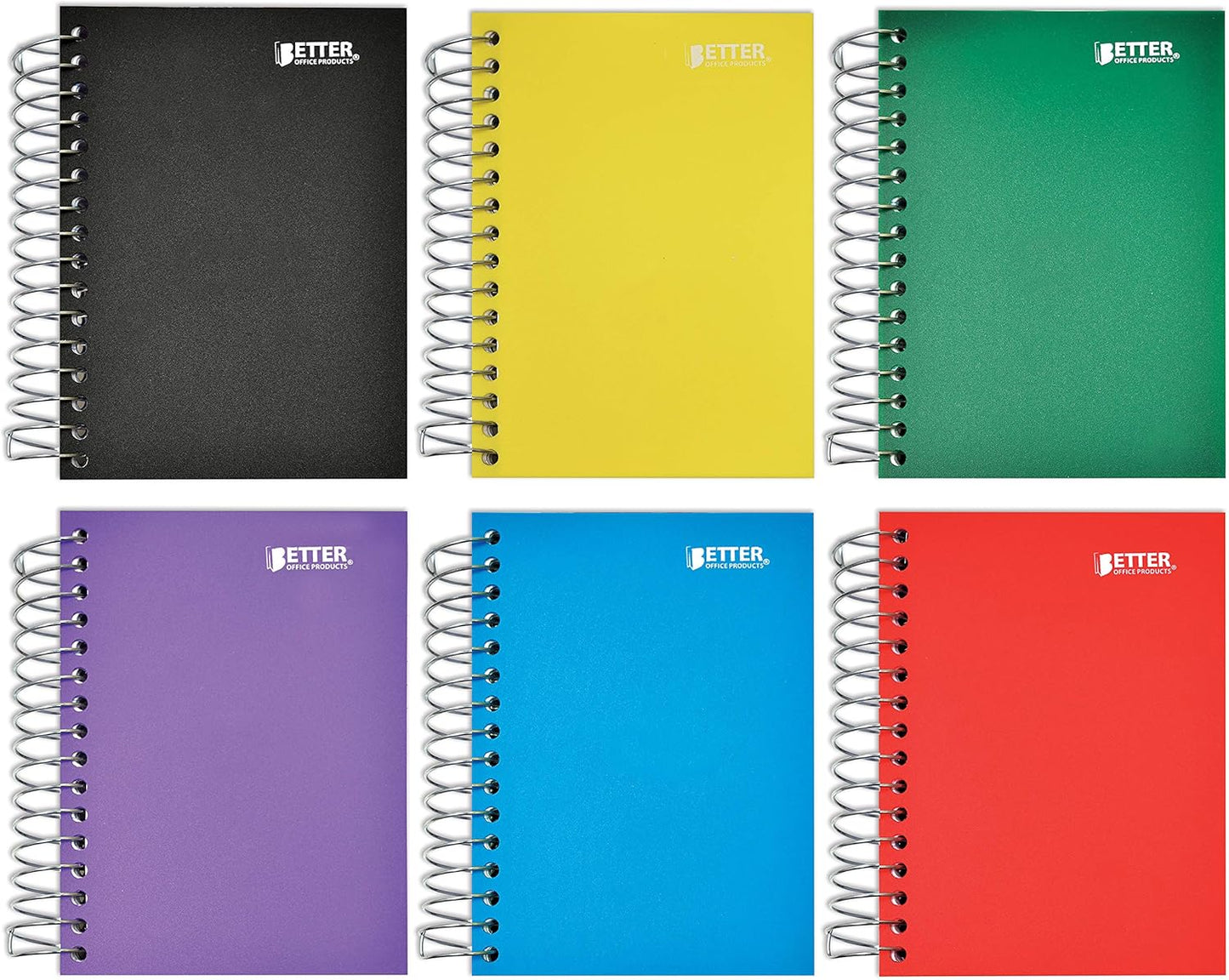 Small Fat Spiral Notebooks, 6 Pack, Assorted Colors