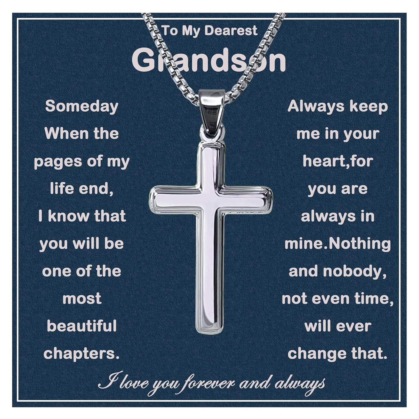 To My Grandson Necklace - Faith Cross Gift for Special Occasions