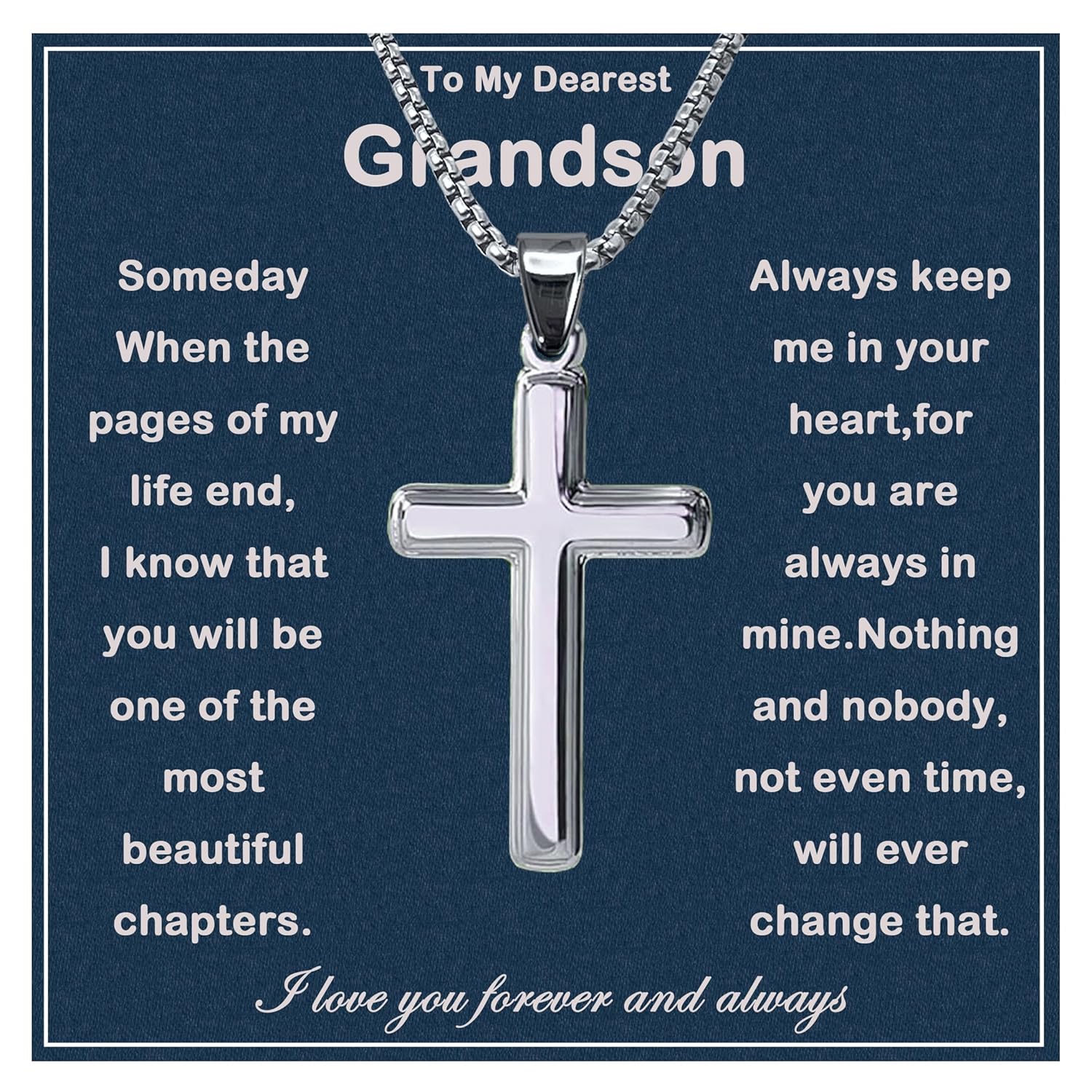 To My Grandson Necklace - Faith Cross Gift for Special Occasions