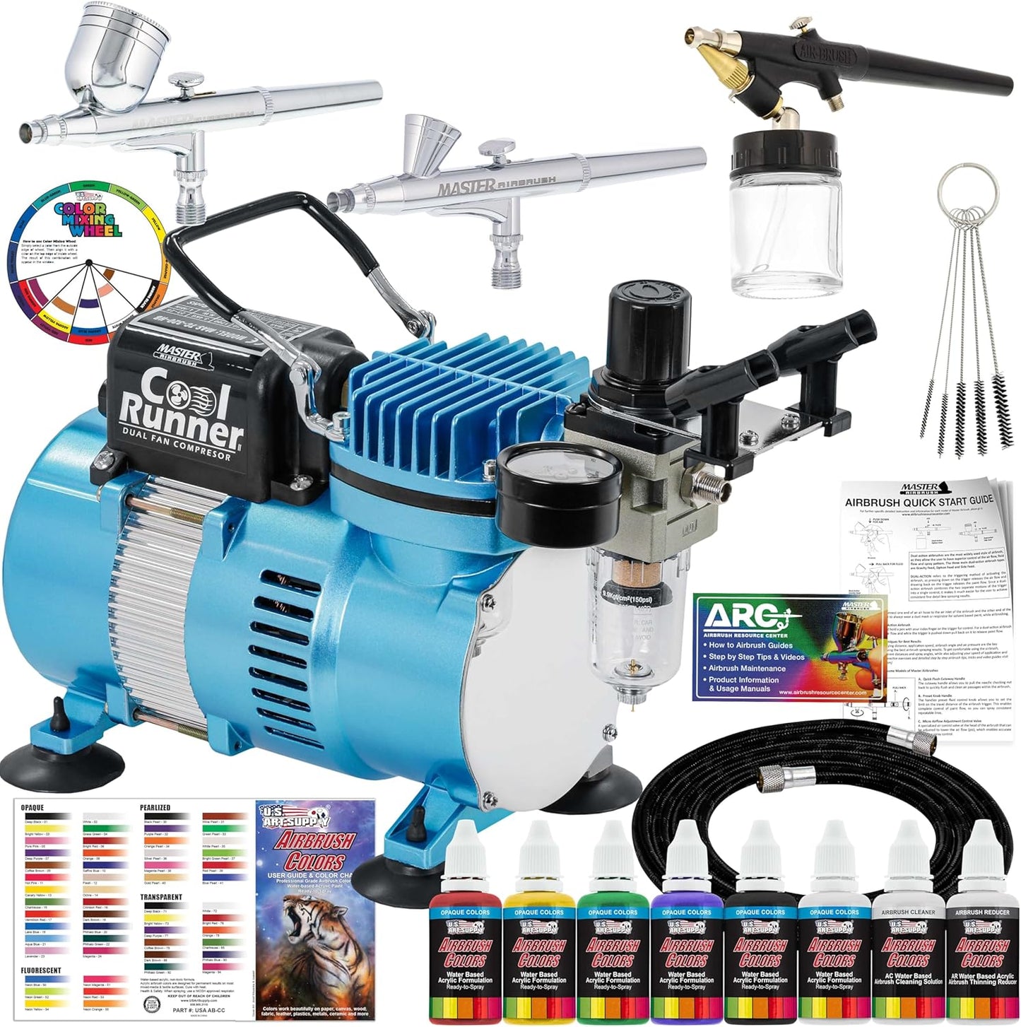 Master Airbrush Cool Runner II Kit for Crafts, Auto, Tattoo Art