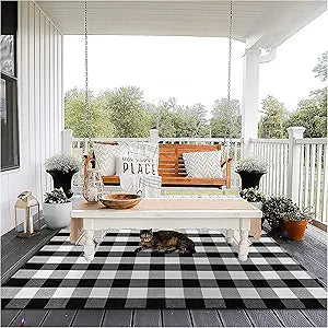Buffalo Plaid Outdoor Rug 4ftx 6ft for Stylish Home Decor