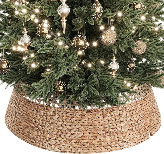 Stylish 42 Inch Woven Rattan Christmas Tree Collar for Decor