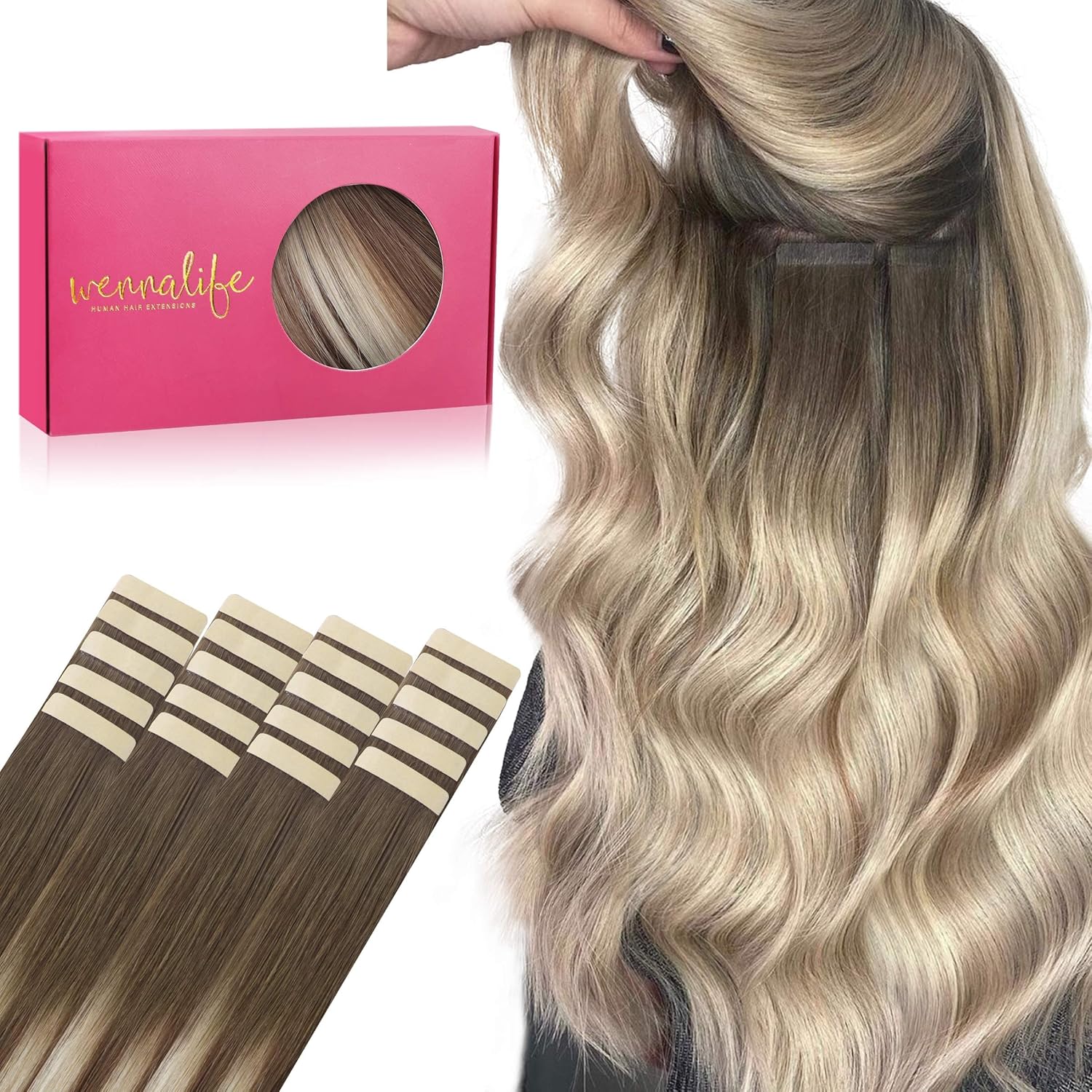 WENNALIFE Tape in Hair Extensions Human Hair for Glamorous Look