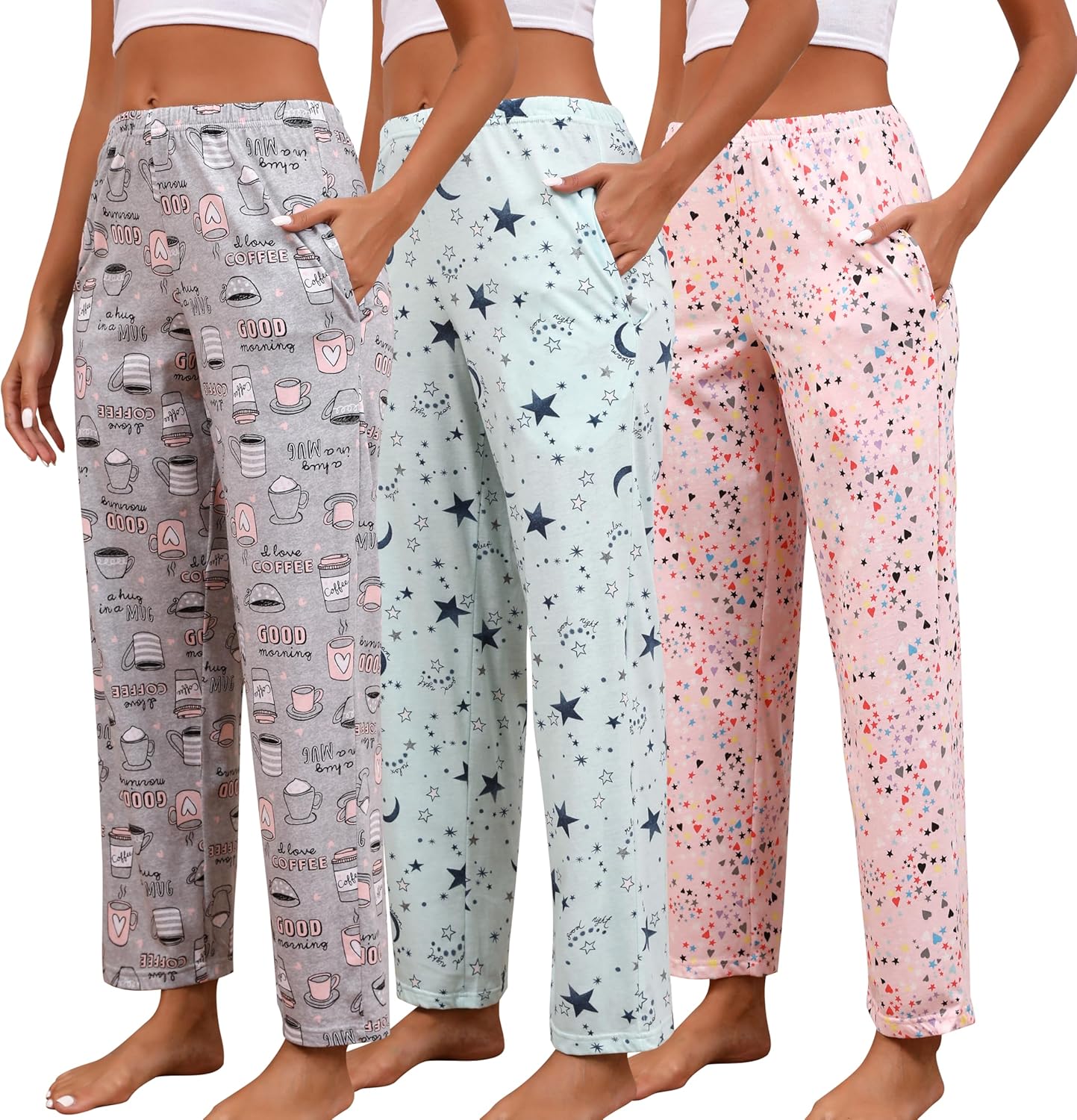Pajama Pants Women 3 Pack Soft Cotton Lounge Pants for Comfort