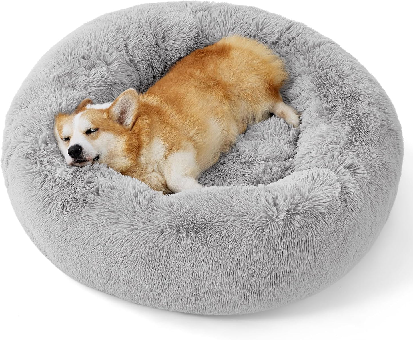 Calming Dog Bed for Medium Dogs - Donut Design, 30 in Plush