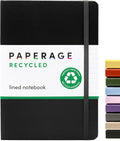 PAPERAGE Recycled Lined Journal Notebook (Black) - Durable Hardcover