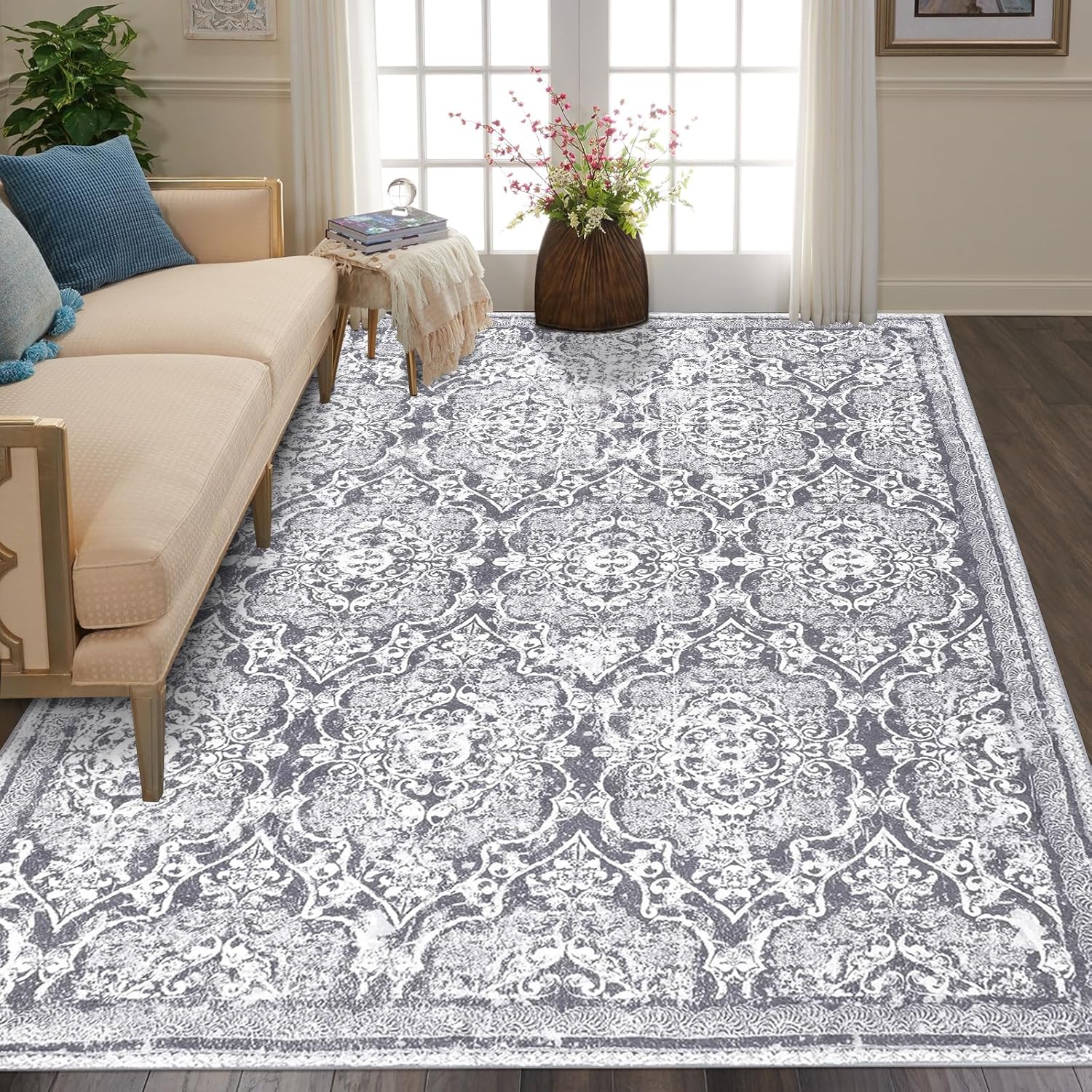 Vaukki Vintage Shaggy Soft Laundry Rug for Kitchen and Bathroom