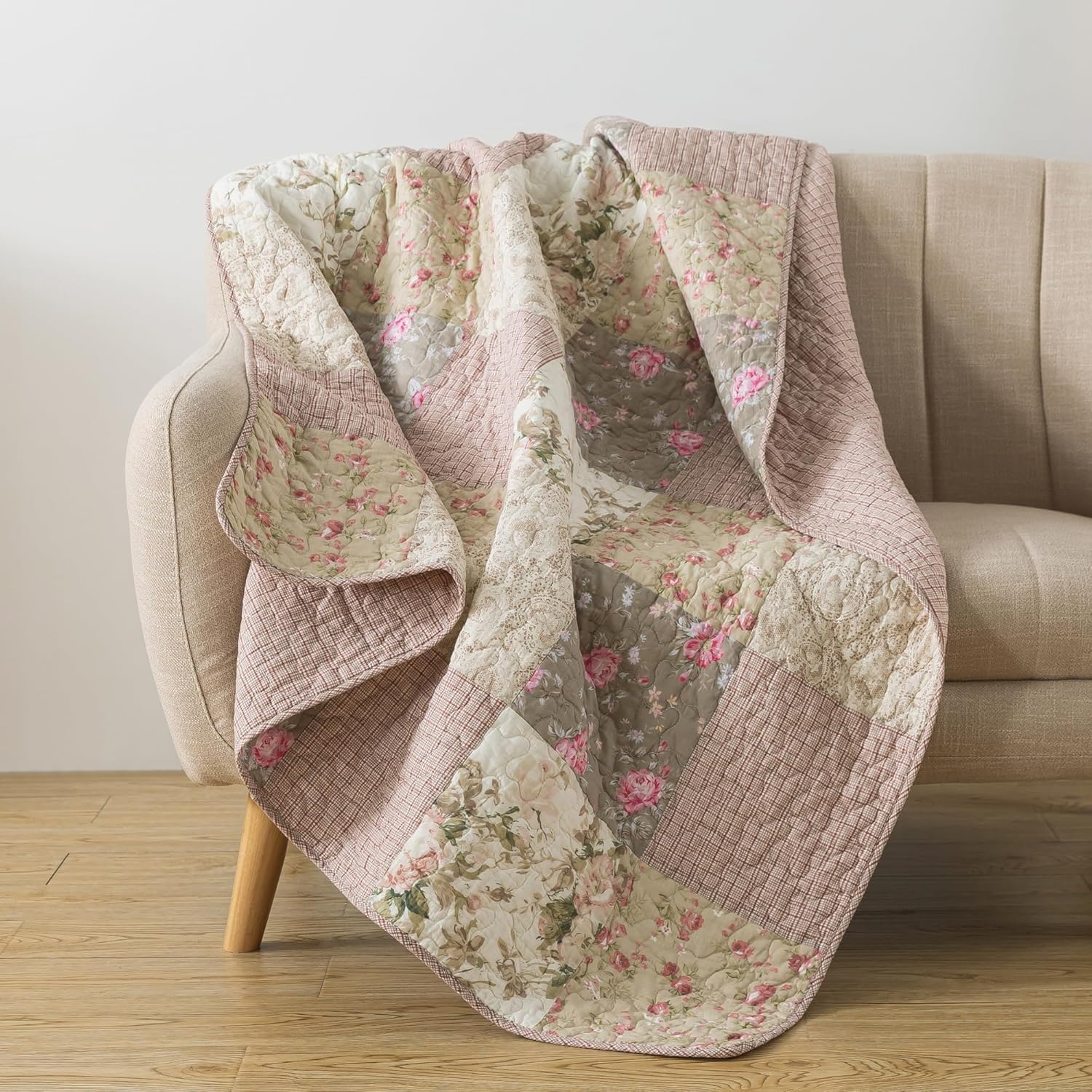 SLPR Cotton Quilted Throw Blanket for Cozy Farmhouse Decor