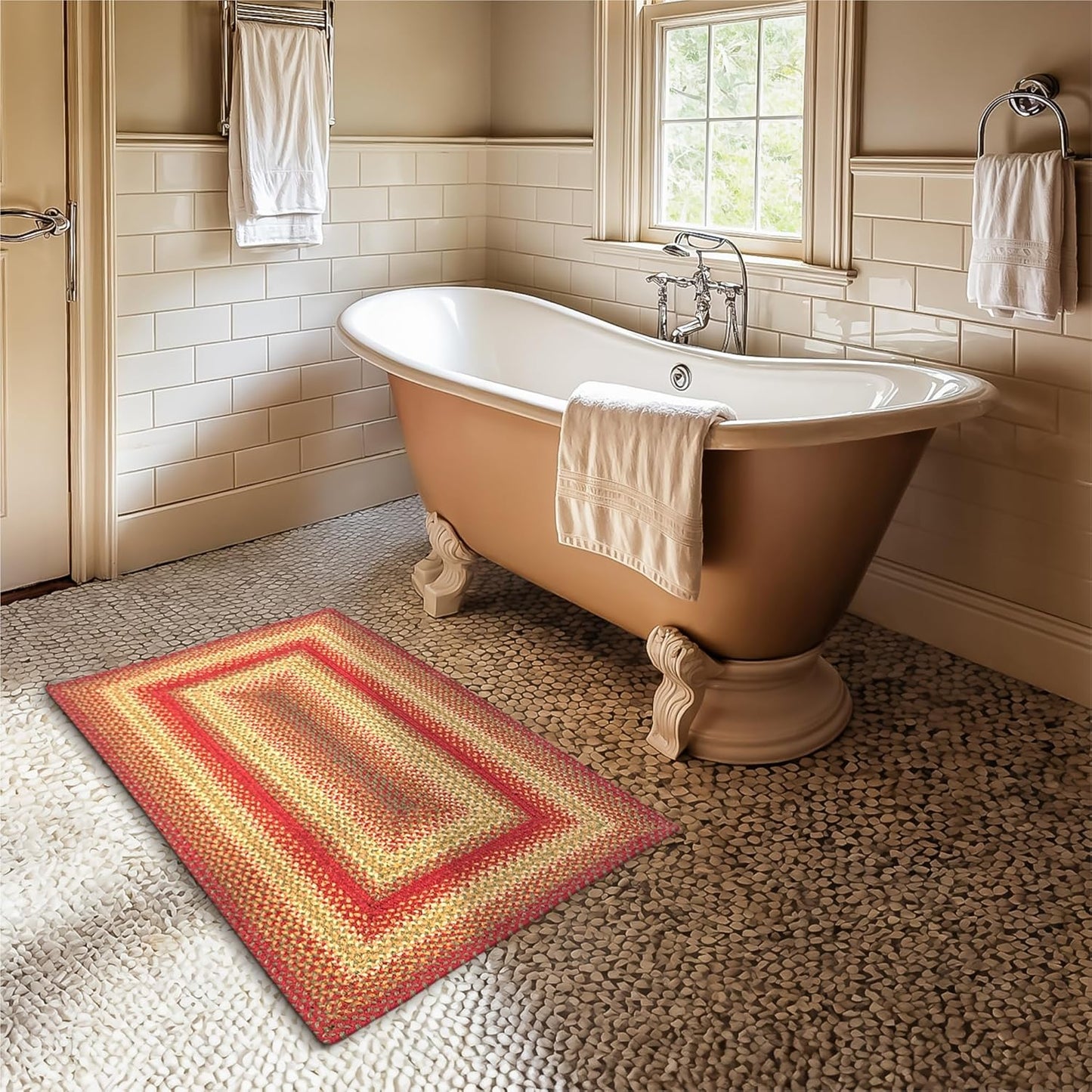 Cider Barn Cranberry Red Jute Braided Rug for Rustic Decor