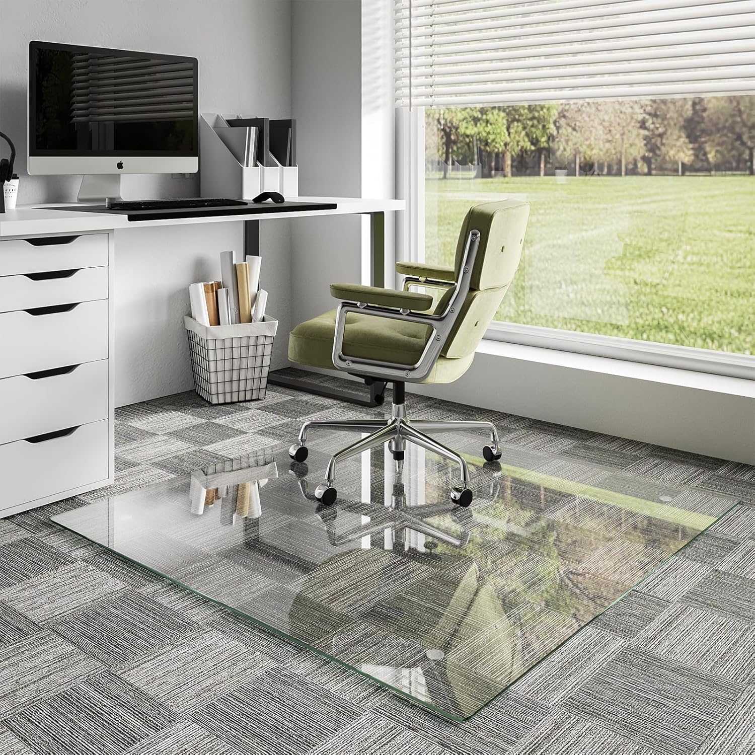 Koonmi Glass Chair Mat for Carpet and Hardwood Floor Protection