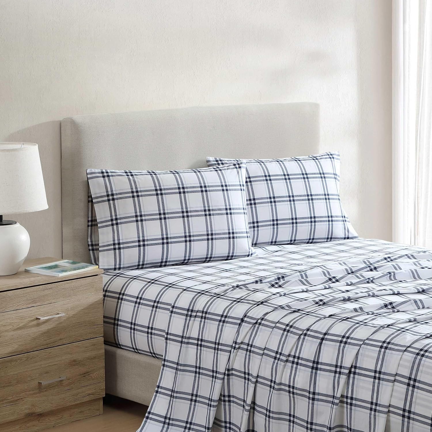 Nautica Full Bed Sheets Set, Lightweight Cotton Percale Bedding