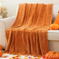 Orange Chenille Throw Blanket 51x67 - Soft Fall Accent