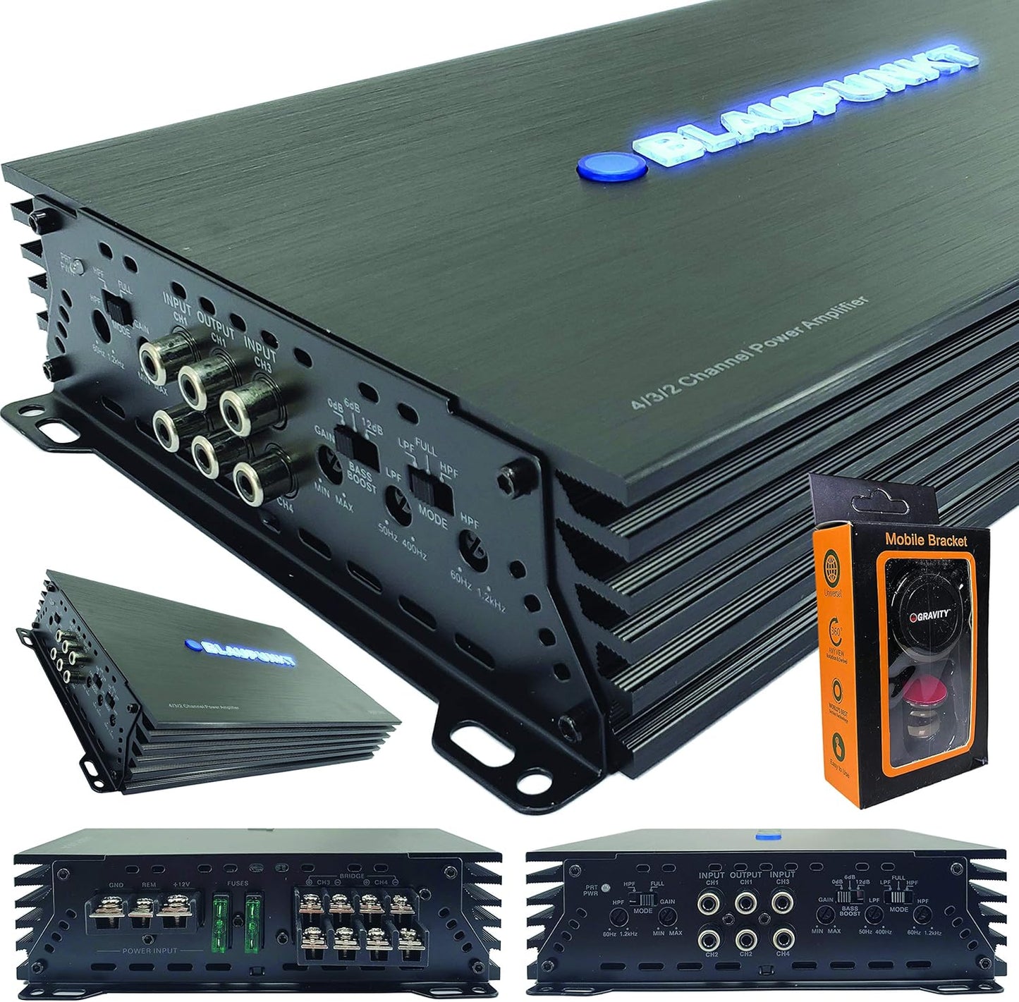 Blaupunkt AMP1404 Car Audio 4-Channel Amplifier with Holder