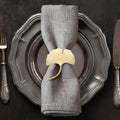Gold Napkin Rings Set of 12 in Leaf Design - Festive Table Accent