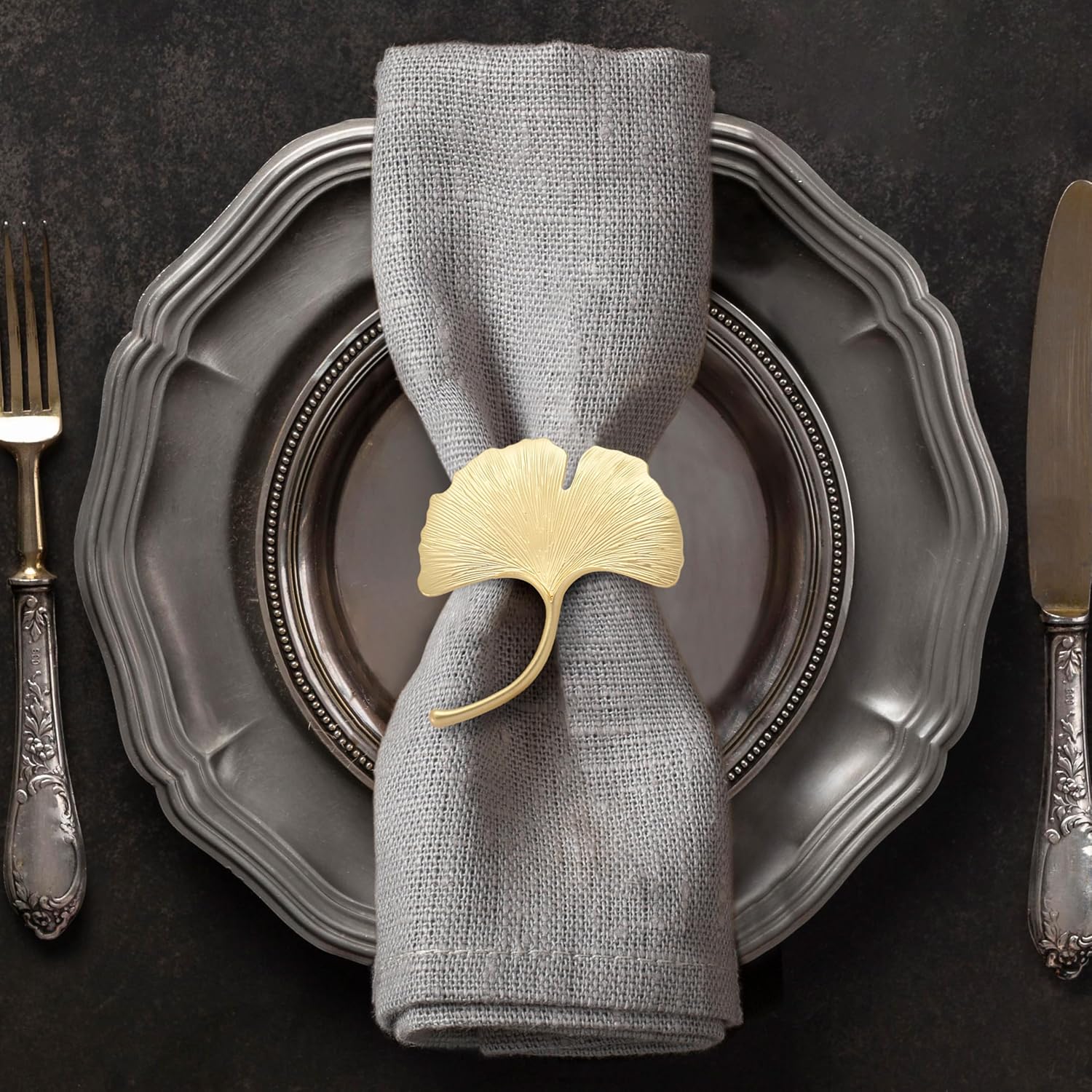 Elegant Gold Napkin Rings Set of 12 for Festive Table Decor