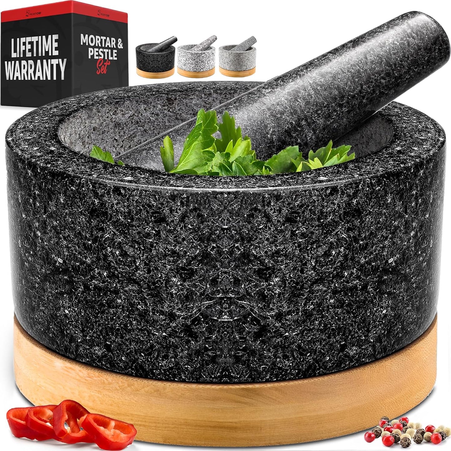 PriorityChef Heavy Duty Mortar and Pestle Set for Flavorful Dishes