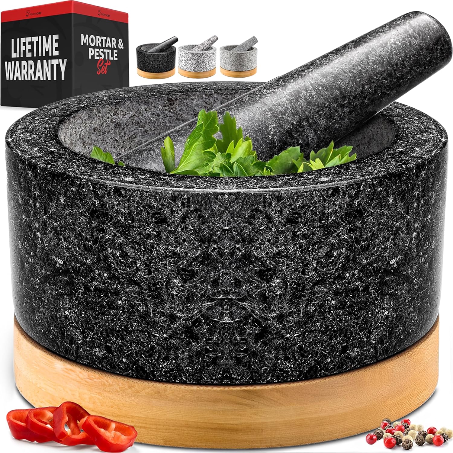 PriorityChef Heavy Duty Mortar and Pestle Set for Flavorful Dishes