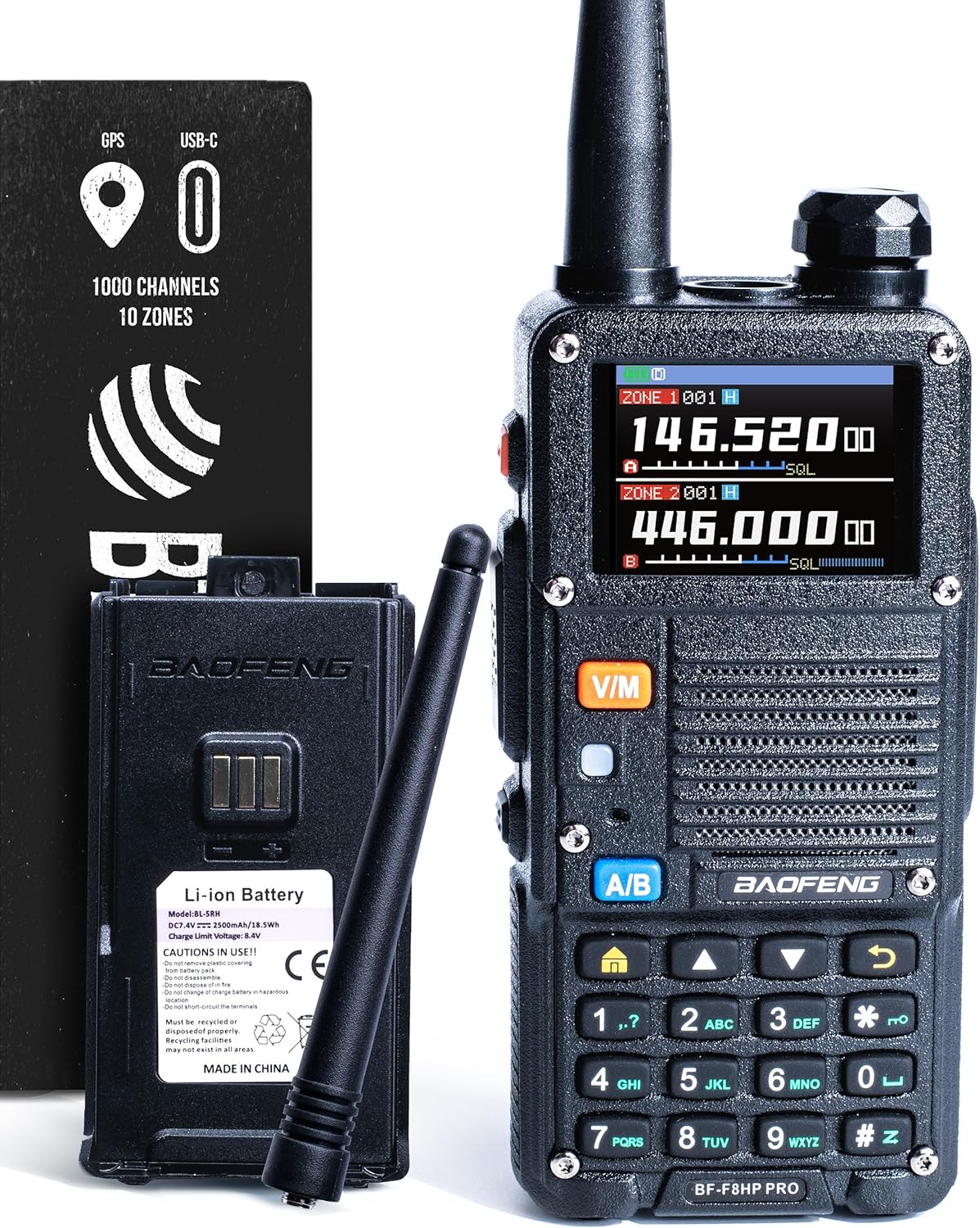 BAOFENG BF-F8HP PRO Tri-Band Two-Way Radio with GPS & NOAA