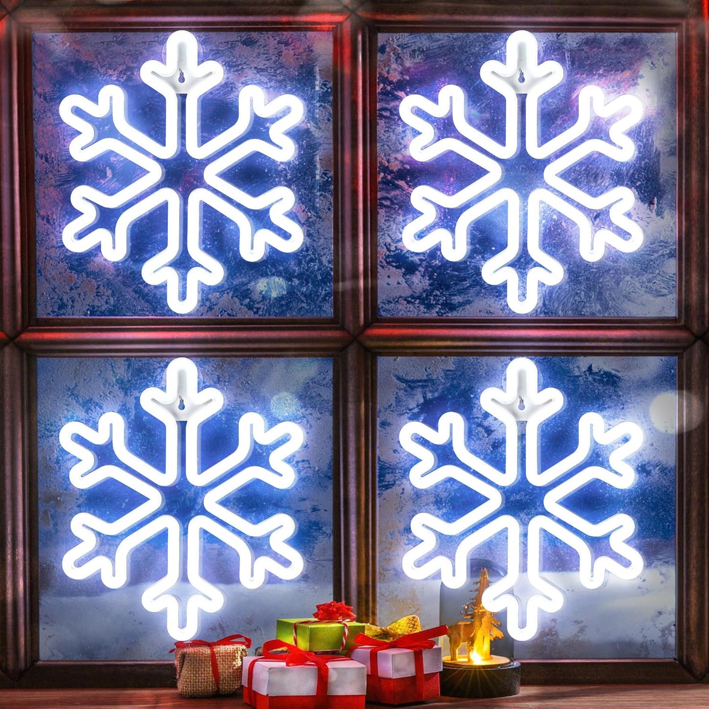Enhon Christmas Neon Snowflake Light - 12 Inch Cool White Decor