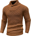 Mens Pullover Shawl Collar Turtleneck Cable Knit Sweater - Soft, Warm