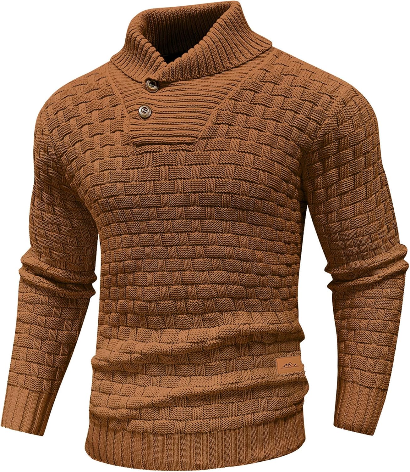 Mens Pullover Shawl Collar Long Sleeve Turtleneck Sweater