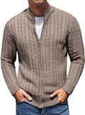 COOFANDY Men's Full Zip Cardigan Sweater Slim Fit Cable Knit
