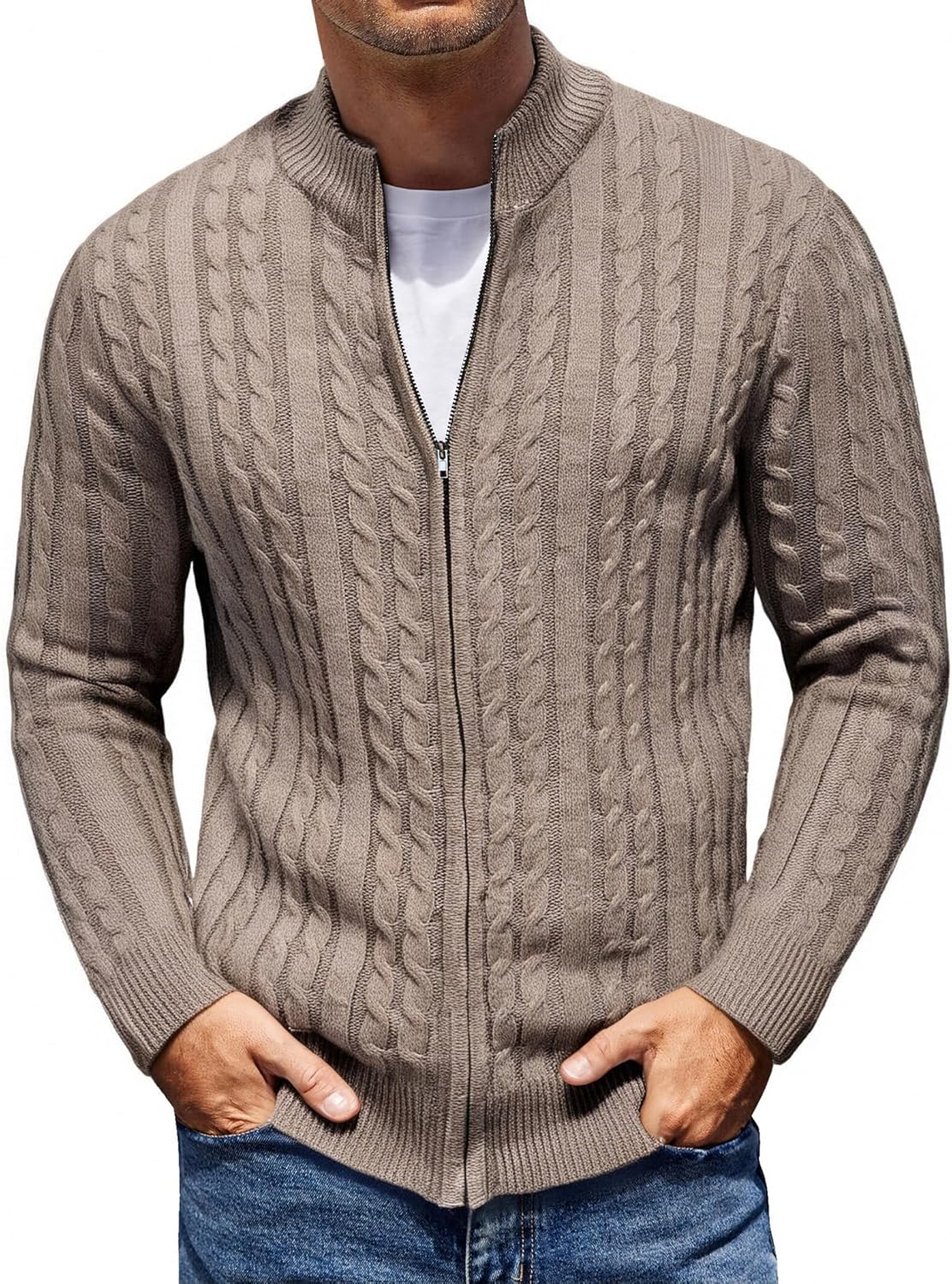 COOFANDY Men's Full Zip Cardigan Sweater for Stylish Comfort