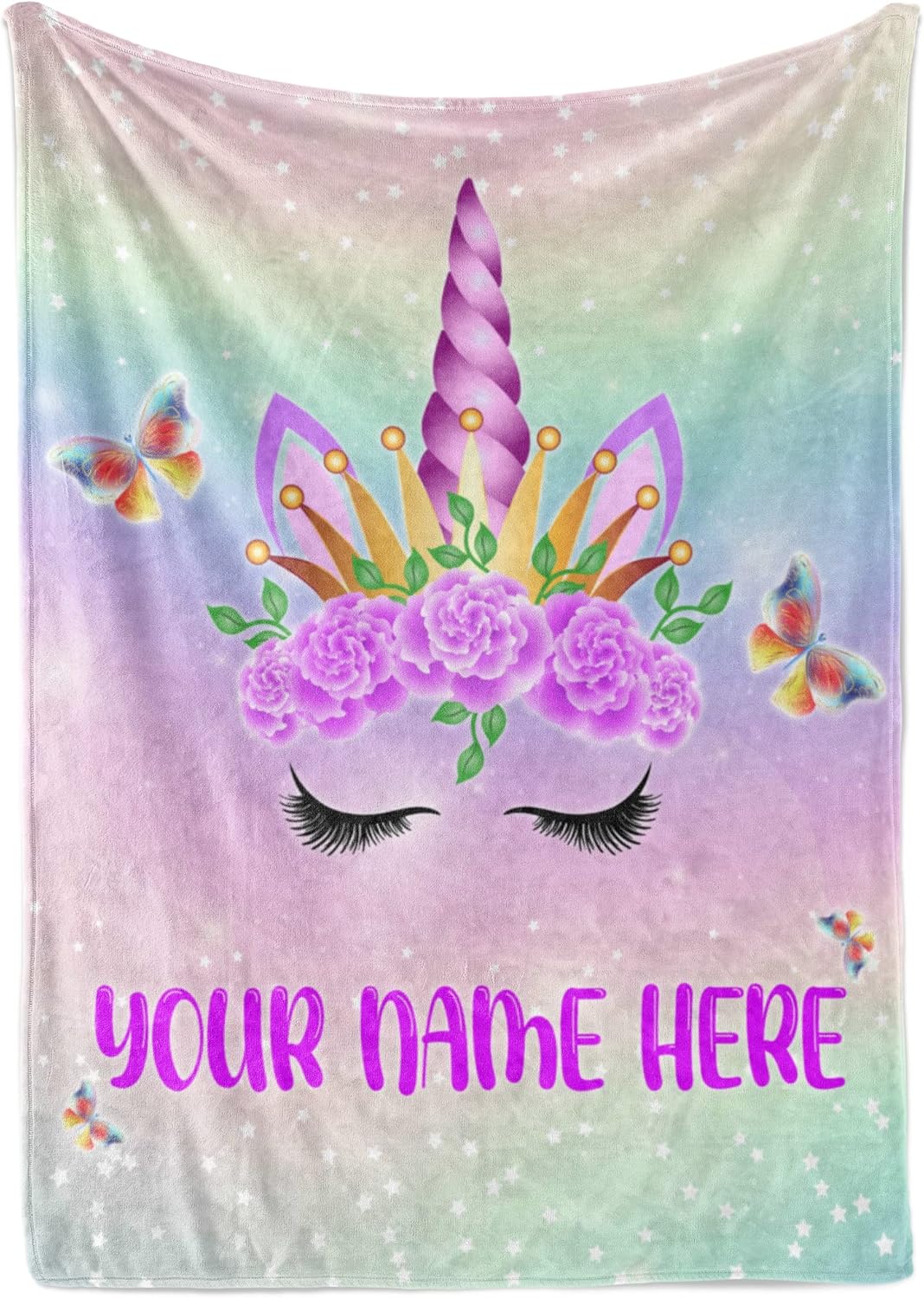 Personalized Unicorn Blanket for Girls | Custom Plush Fuzzy Throw