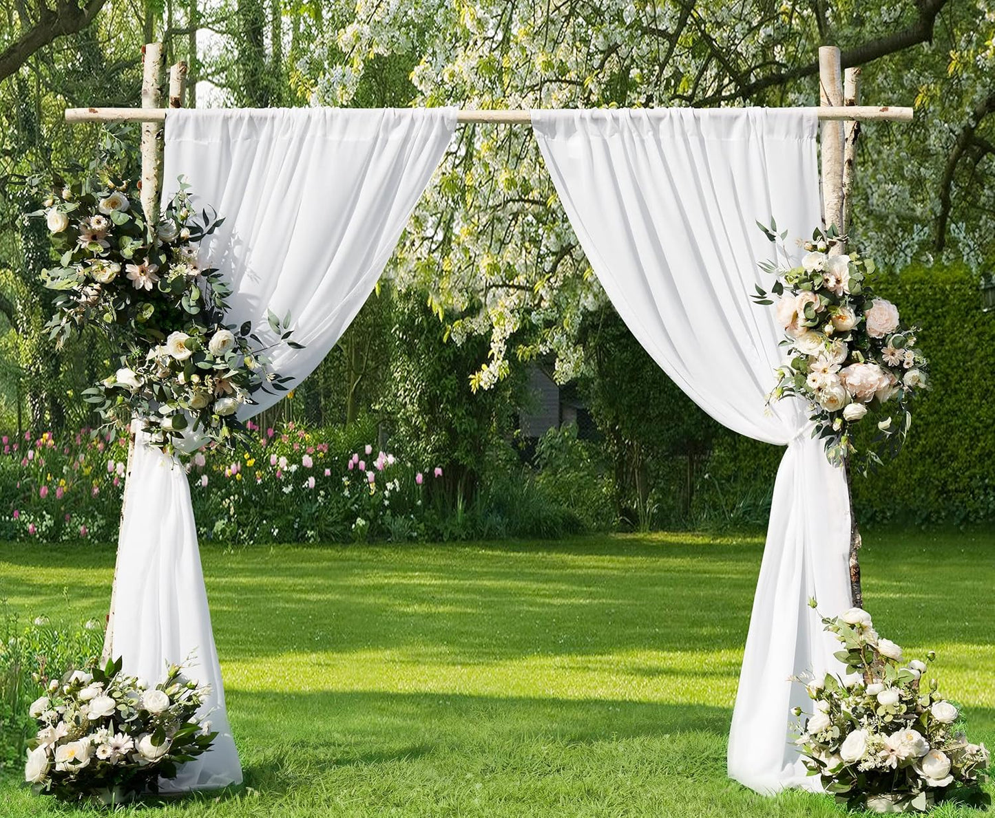 10ft White Chiffon Backdrop Curtains Set - Perfect for Weddings & Home Decor