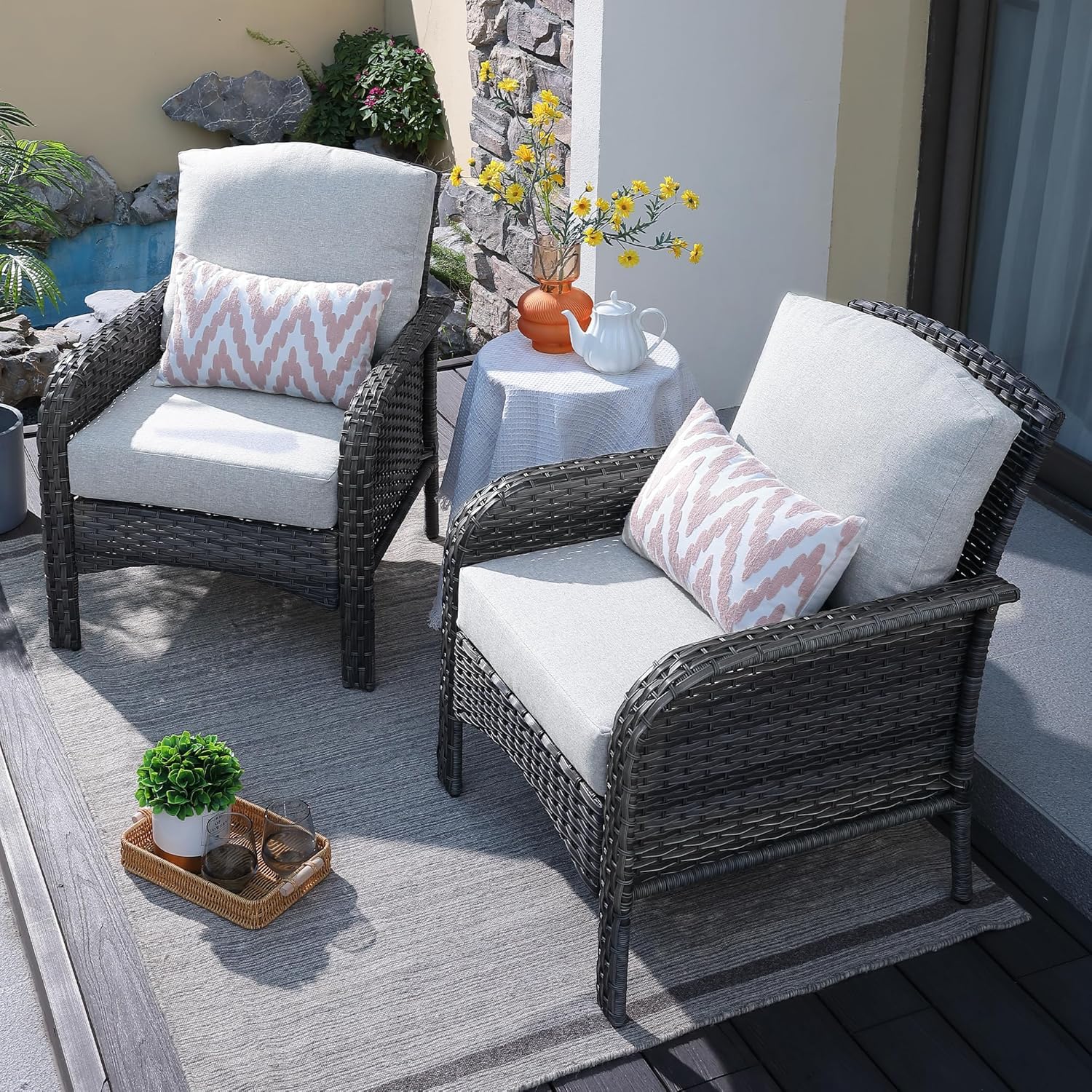 ovios 2 Pieces Patio Furniture Set for Outdoor Comfort and Style