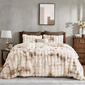 Wonderful Faux Rabbit Fur Tie-Dye Bubble Comforter Set King Size