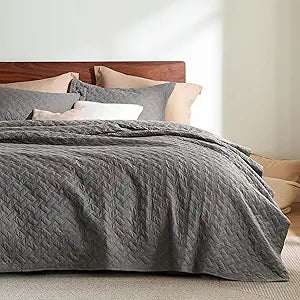 Bedsure Queen Quilt Bedding Set for All Seasons - Grey Coverlet