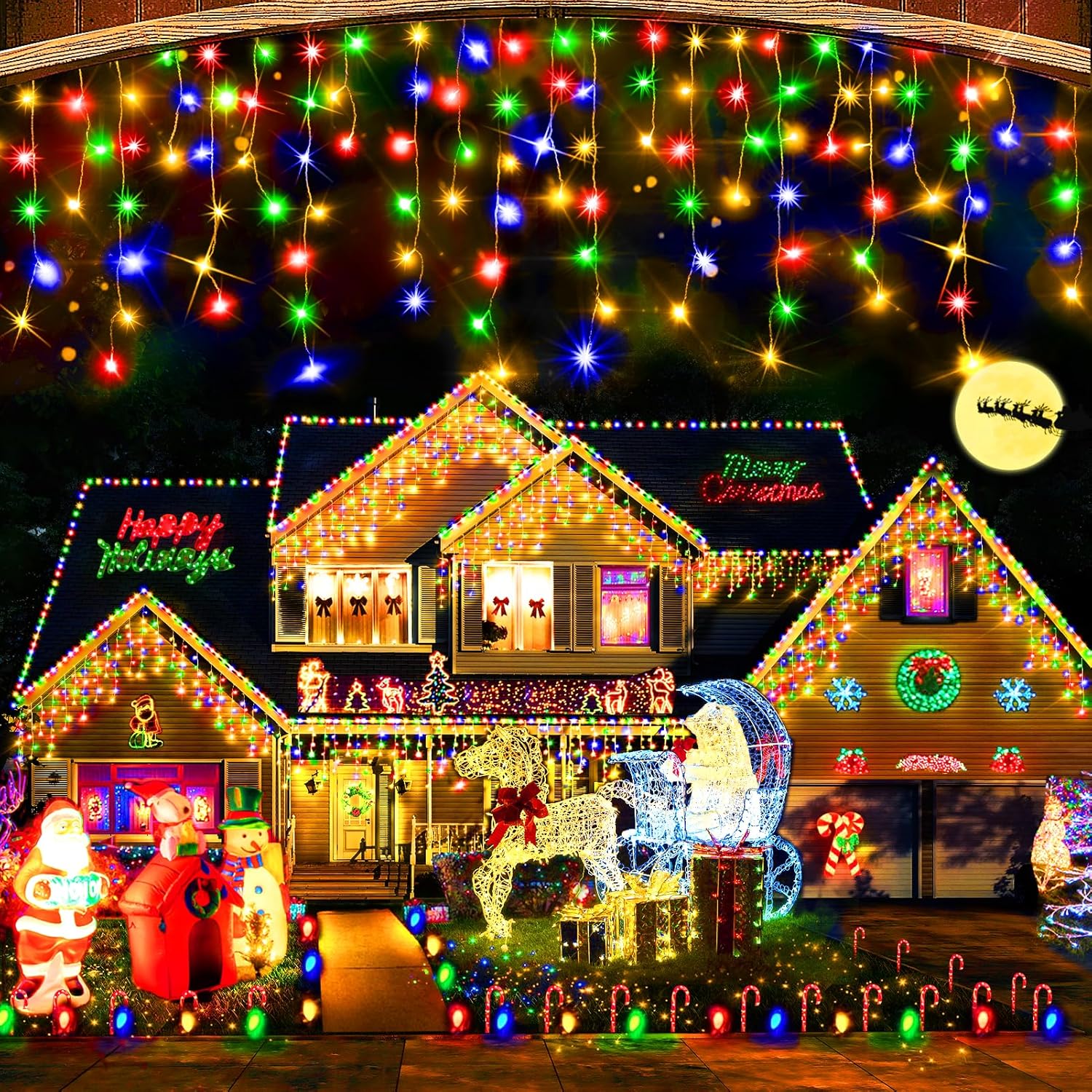 Hezbjiti Christmas Lights Outdoor 800 LED 65.6 FT for Decor