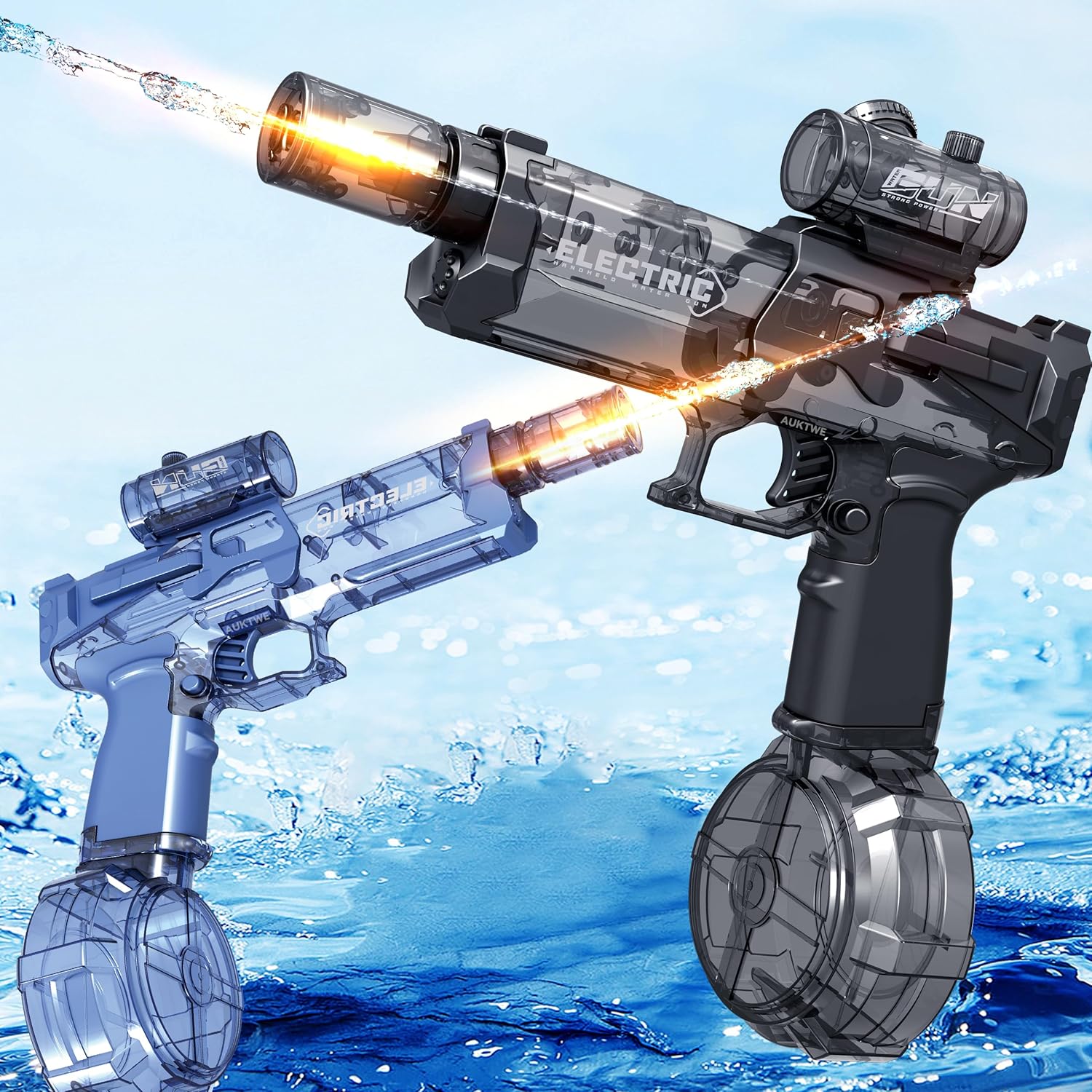 Electric Water Guns 2 Pack with Light Up Feature for Fun