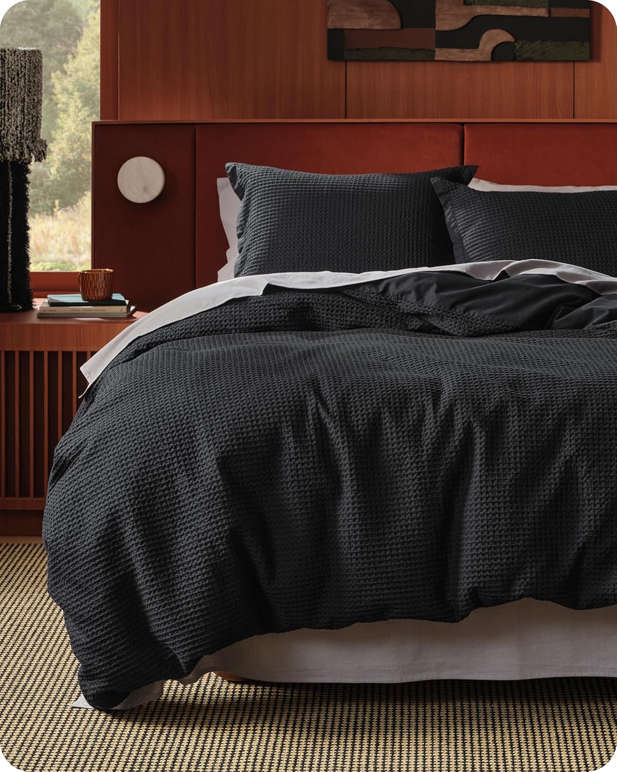 Bedsure Cotton Duvet Cover King - Soft Waffle Weave Bedding Set