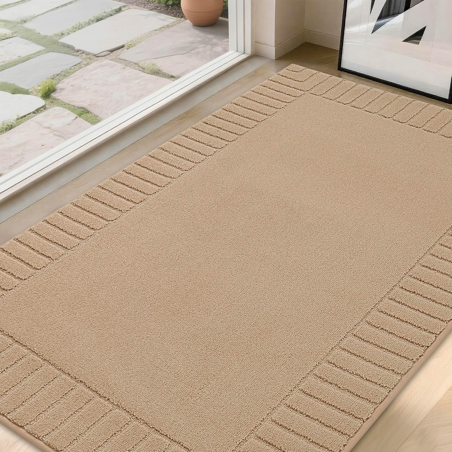 BEQHAUSE Non-Slip Front Doormat for Entryway, 36x60 in Taupe