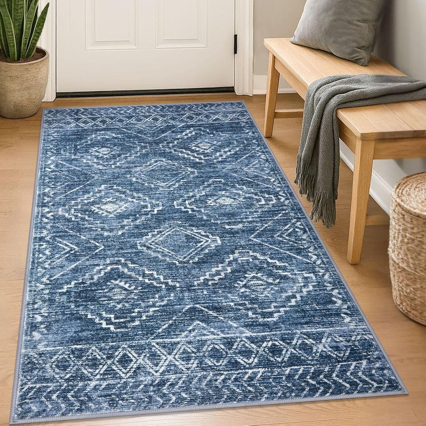 KILOCOCO Boho Entryway Rug 3x5 Soft Non Slip Geometric Carpet