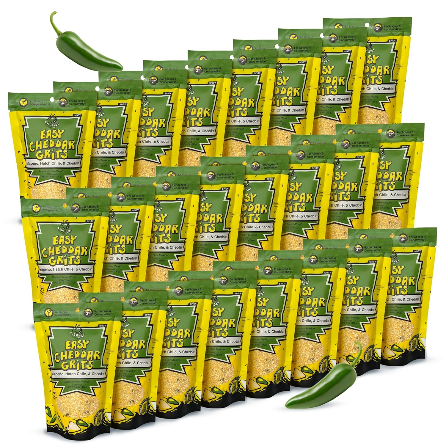 Jalapeno Yellow Corn Grits with Cheddar Cheese and Green Chile