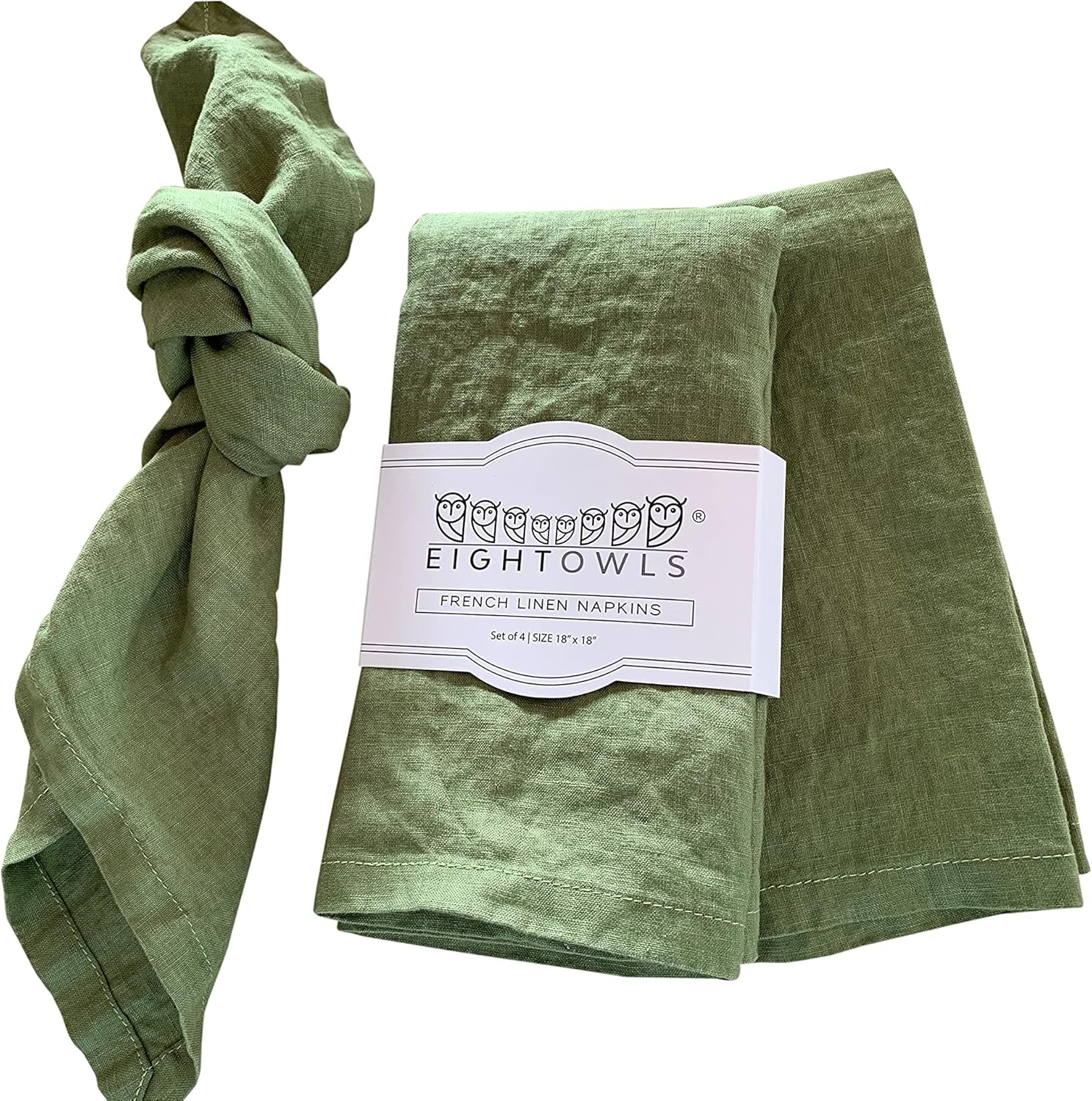 Linen Napkins 100% French Flax Stonewashed Cloth Set of 4