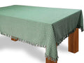 Table Cloth Bottle Green Woven Fringed 60x102 in - Classic Cotton