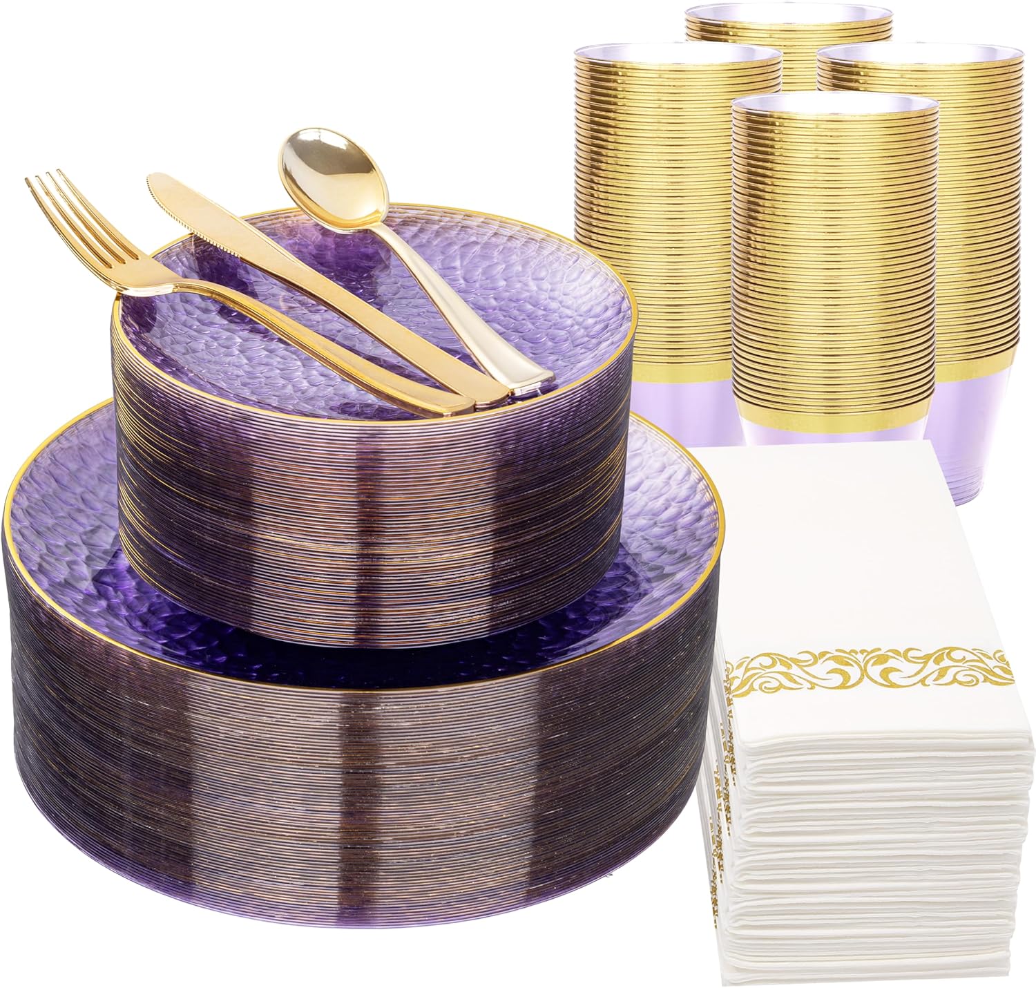 Stunning Hammered Disposable Dinnerware Set for Elegant Parties