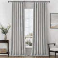 Grey Linen Room Darkening Curtains 95 in 2 Panels Set - Full Blackout