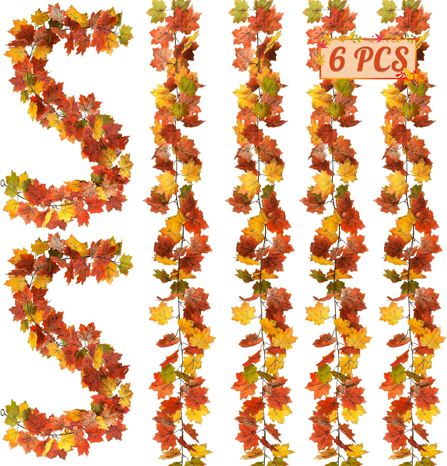 6 Pack Fall Outdoor Garland for Stunning Autumn Decorations