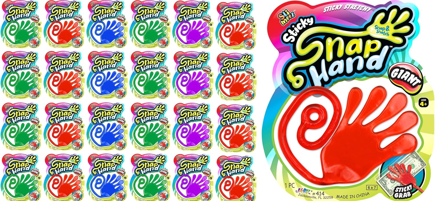 Jumbo Sticky Hands - 24 Assorted Slap Hand Fidget Toys for Fun