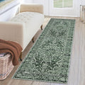 KUTA Runners for Hallways 2x6 Dark Green Vintage Floral Rug