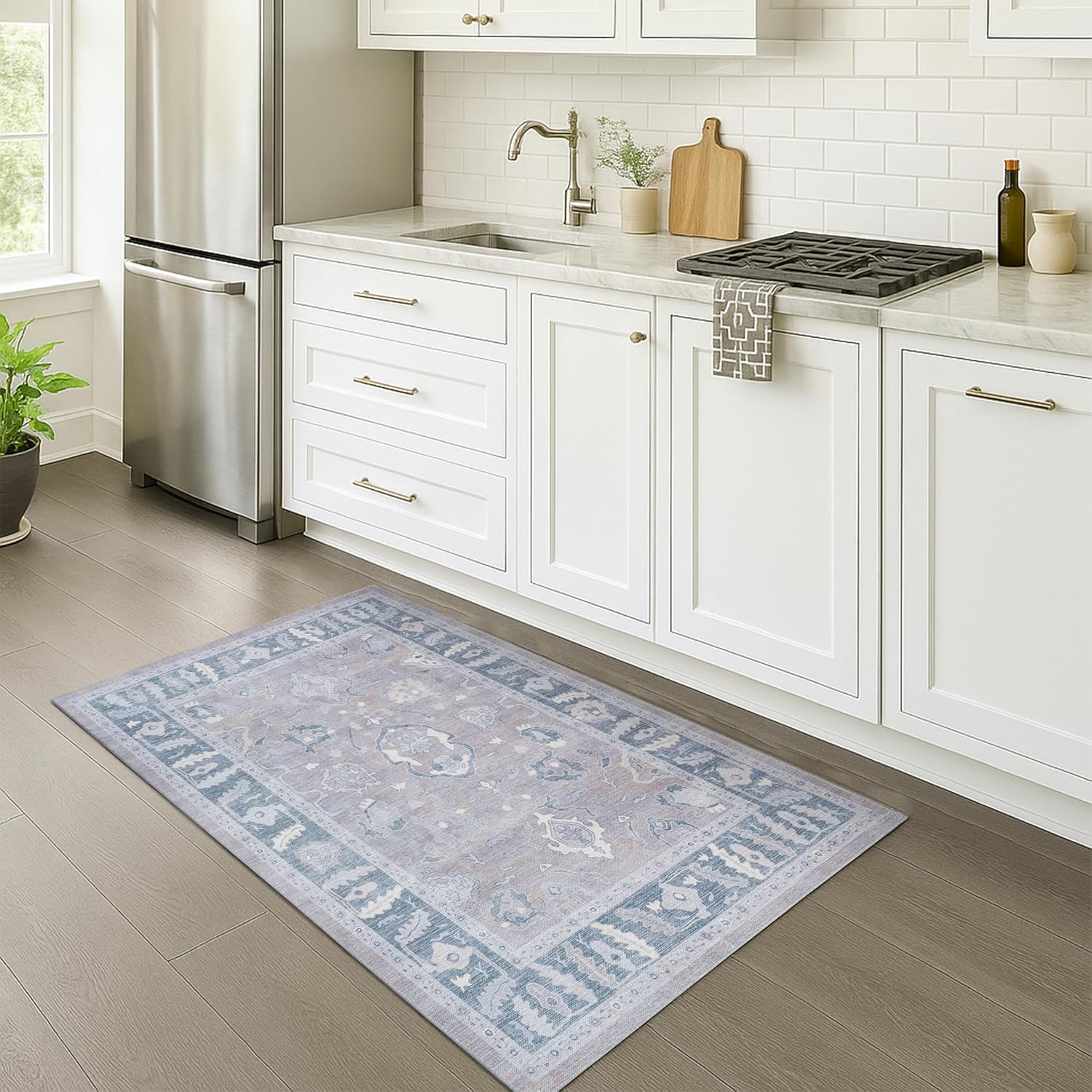 Fame Rugs Modern Oushak Rug - Vintage Turkish Gray Area Rug