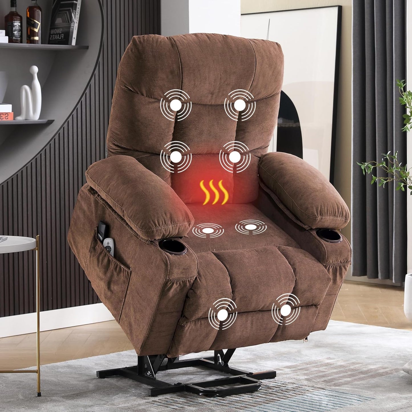 Power Lift Recliner Chair with Massage and Heating Features